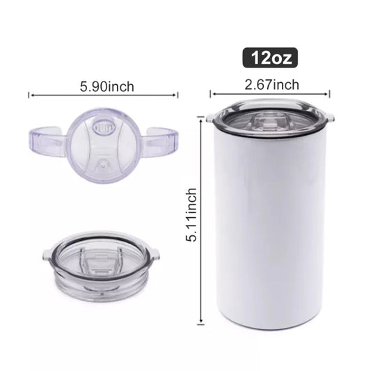 12oz Stainless Steel Straight Sublimation Blanks Sippy Cup Tumbler With Duo Lid